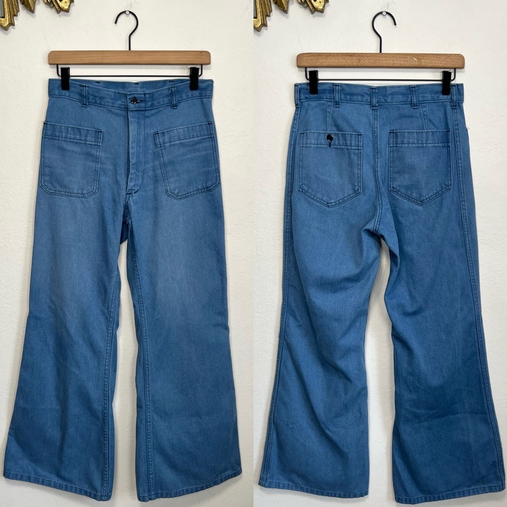 Vintage High Rise Wide Leg Patch Pocket Utility Trouser Jeans